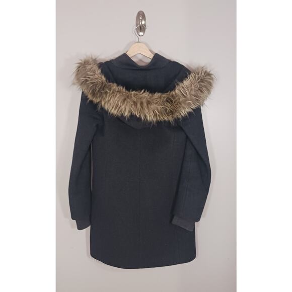 Aritzia Babaton Wool Cashmere Blend Faux Fur Hood Gray Winter Coat Size XS - Picture 2 of 7
